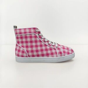 Christian Louboutin Pink and White Checkered Sneakers